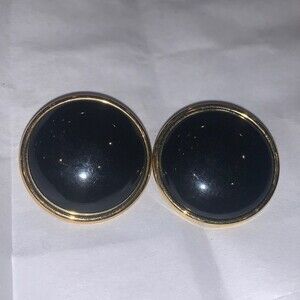 Vintage Black Round Dome Earrings